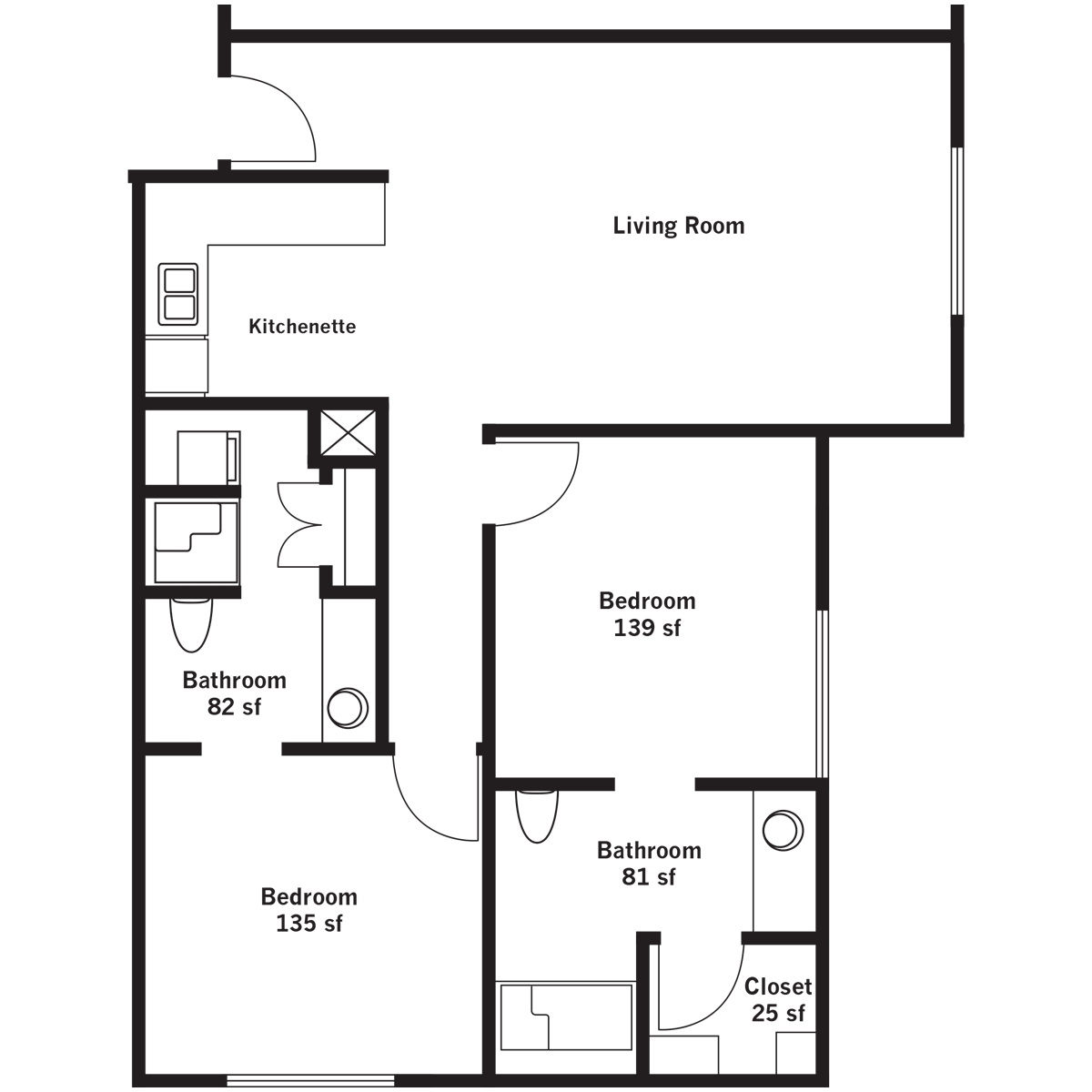 Two Bedroom Assisted Living Apartment