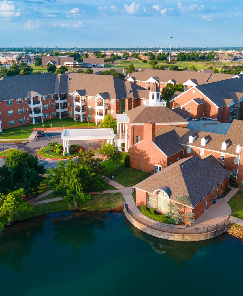 An aerial view of the campus at Epworth Villa